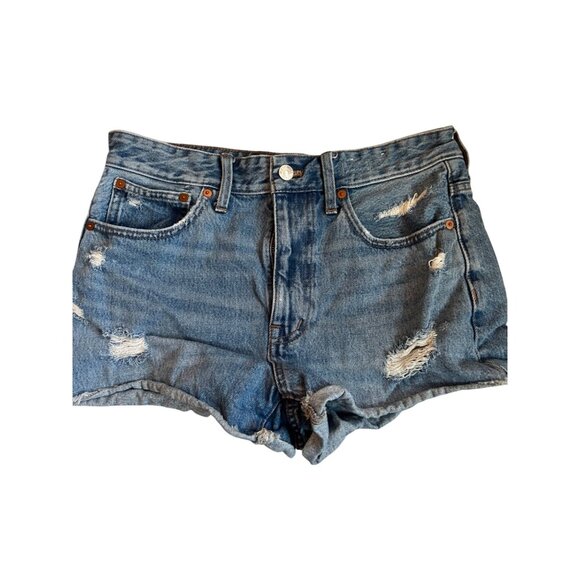 Madewell Pants - Madewell Relaxed Denim Jean Shorts Women's  Size 27 Light Blue Distressed